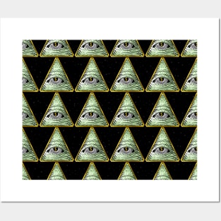 The Money god art triangle illustration repetion pattern set collage with black background Posters and Art